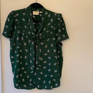 Adorable dog-print Anthro blouse
